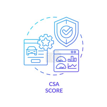 Icône de concept de gradient bleu de score CSA. Service clientèle, taux de satisfaction. Mesures de sensibilisation à la sécurité. Illustration de forme ronde. Idée abstraite. Conception graphique. Facile à utiliser dans l'infographie