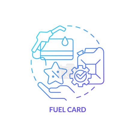 Fuel card blue gradient concept icon. Car fleet expenses, money saving. Expenditure control. Round shape line illustration. Abstract idea. Graphic design. Easy to use in infographic, presentation