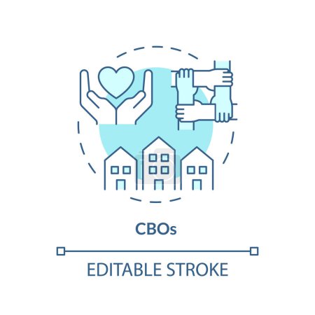 CBOs soft blue concept icon. Community based organization. Local unity. Neighbourhood. Civic engagement. Round shape line illustration. Abstract idea. Graphic design. Easy to use in article