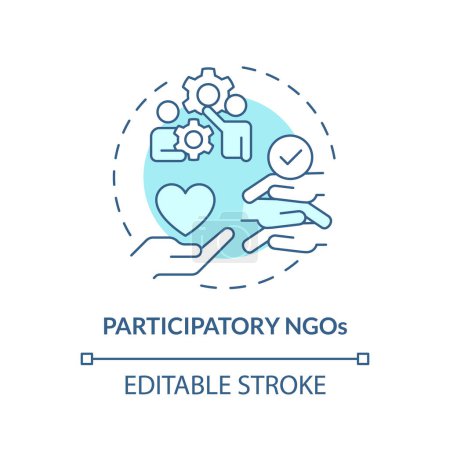 ONG participatives soft blue concept icon. Organisation non gouvernementale. Participation du public. Illustration de forme ronde. Idée abstraite. Conception graphique. Facile à utiliser dans l'article