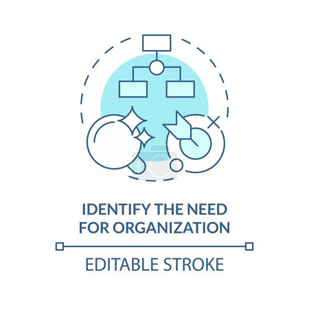 Identify need for NGO soft blue concept icon. Steps to start nonprofit organization. Define mission. Round shape line illustration. Abstract idea. Graphic design. Easy to use in article