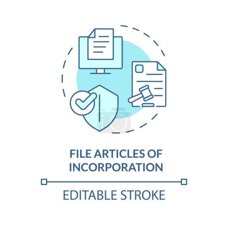 File articles of incorporation soft blue concept icon. Company registration. Steps to start NPO. Round shape line illustration. Abstract idea. Graphic design. Easy to use in article