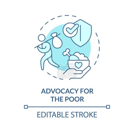 Advocacy for poor soft blue concept icon. Poverty alleviation. Feeding poor. Social issue. Role of NGO. Round shape line illustration. Abstract idea. Graphic design. Easy to use in article