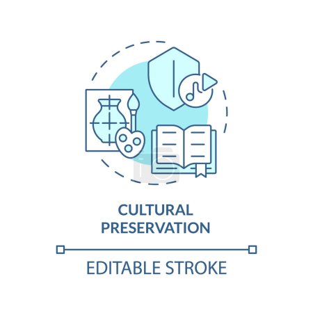 Cultural preservation soft blue concept icon. Conservation of culture and traditions. Role of NGO. Round shape line illustration. Abstract idea. Graphic design. Easy to use in article