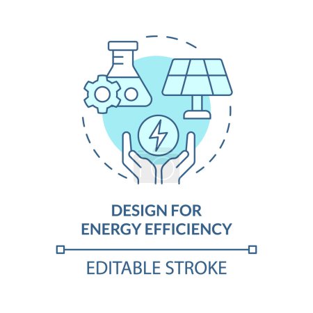 Design for energy efficiency soft blue concept icon. Chemical syntheses, synthetic reaction. Round shape line illustration. Abstract idea. Graphic design. Easy to use presentation, article