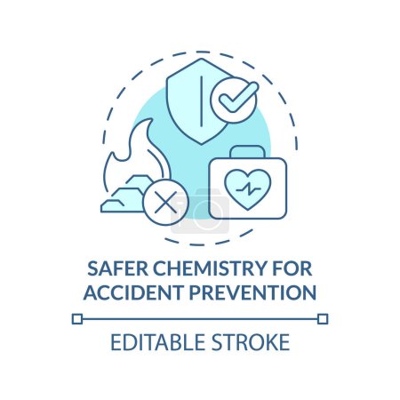 Illustration for Accident prevention safer chemistry soft blue concept icon. Material safety. Safe chemistry, risk reduce. Round shape line illustration. Abstract idea. Graphic design. Easy to use presentation - Royalty Free Image