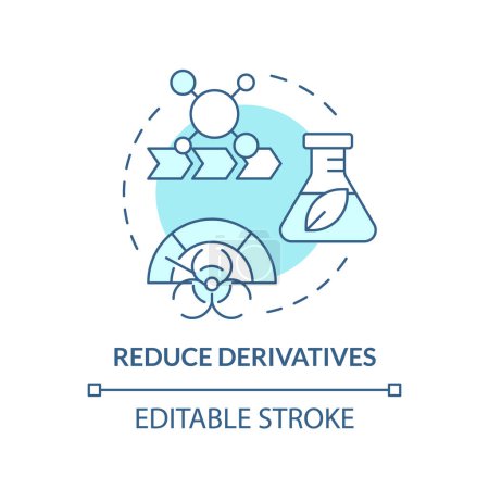 Illustration for Reduce derivatives soft blue concept icon. Chemical waste reduction. Sustainable chemistry. Round shape line illustration. Abstract idea. Graphic design. Easy to use presentation, article - Royalty Free Image