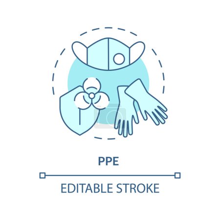 Illustration for PPE soft blue concept icon. Personal protective equipment. Risk assessment, industrial hygiene. Round shape line illustration. Abstract idea. Graphic design. Easy to use presentation, article - Royalty Free Image