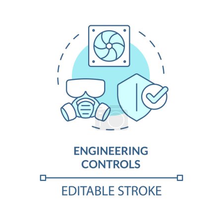 Engineering controls soft blue concept icon. Personal protective equipment. Ventilation systems. Round shape line illustration. Abstract idea. Graphic design. Easy to use presentation, article