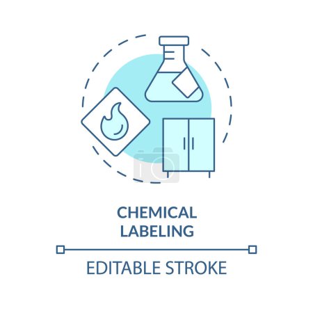 Illustration for Chemical labeling soft blue concept icon. Sample management. Material safety, proper storage. Round shape line illustration. Abstract idea. Graphic design. Easy to use presentation, article - Royalty Free Image