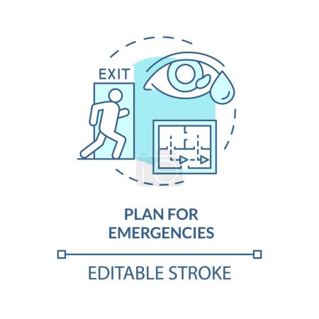 Illustration for Plan for emergencies soft blue concept icon. Emergency operations plan. Evacuation preparedness. Round shape line illustration. Abstract idea. Graphic design. Easy to use presentation, article - Royalty Free Image