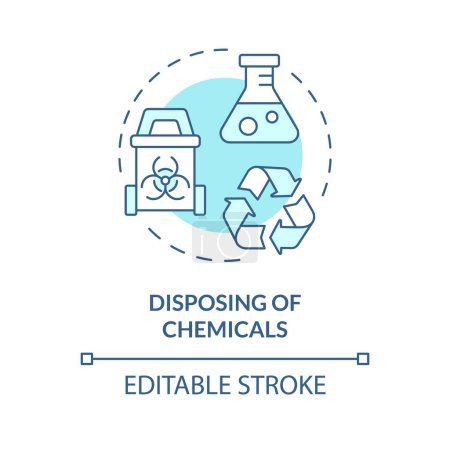Eliminación de productos químicos icono concepto azul suave. Reducción de la contaminación, impacto ambiental. Ilustración de línea de forma redonda. Una idea abstracta. Diseño gráfico. Presentación fácil de usar, artículo