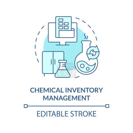 Chemical inventory management soft blue concept icon. Chemical containers, workplace safety. Round shape line illustration. Abstract idea. Graphic design. Easy to use presentation, article