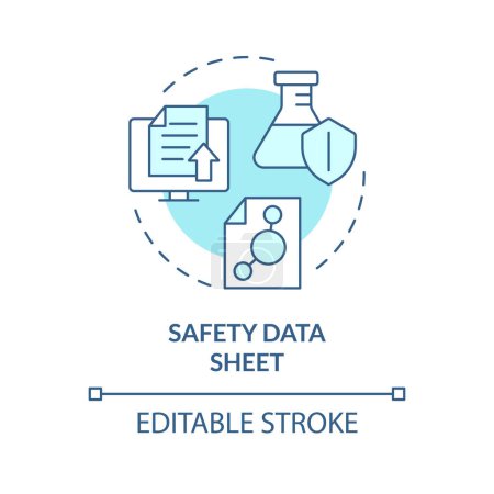 Illustration for Safety data sheet soft blue concept icon. Regulatory compliance. Incident prevention. Risk assessment. Round shape line illustration. Abstract idea. Graphic design. Easy to use presentation, article - Royalty Free Image