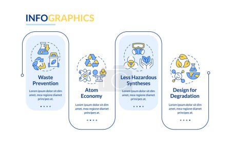 Illustration for Degradable science production rectangle infographic template. Data visualization with 4 steps. Editable timeline info chart. Workflow layout with line icons. Lato-Bold, Regular fonts used - Royalty Free Image