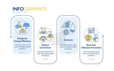 Illustration for Efficiency chemistry production rectangle infographic template. Data visualization with 4 steps. Editable timeline info chart. Workflow layout with line icons. Lato-Bold, Regular fonts used - Royalty Free Image