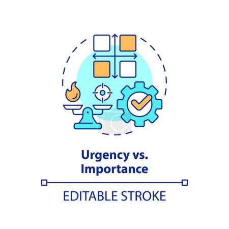 Urgency vs importance multi color concept icon. Task management. Round shape line illustration. Abstract idea. Graphic design. Easy to use in infographic, promotional material, article, blog post
