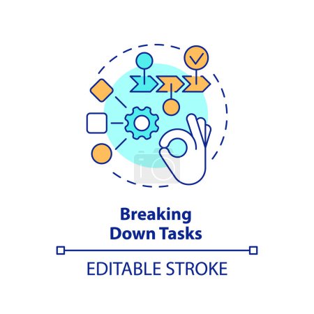 Breaking down tasks multi color concept icon. Focus control. Round shape line illustration. Abstract idea. Graphic design. Easy to use in infographic, promotional material, article, blog post