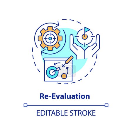 Performance evaluation multi color concept icon. Round shape line illustration. Abstract idea. Graphic design. Easy to use in infographic, promotional material, article, blog post