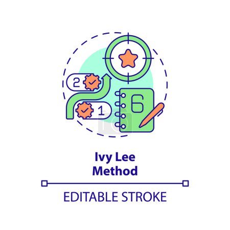Ivy Lee Methode Multi-Color-Konzept Symbol. Zeitmanagement. Abbildung der runden Formlinie. Abstrakte Idee. Grafikdesign. Einfach zu bedienen in Infografik, Werbematerial, Artikel, Blog-Post
