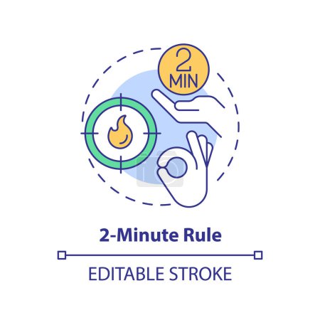 2 minute rule multi color concept icon. Task management. Round shape line illustration. Abstract idea. Graphic design. Easy to use in infographic, promotional material, article, blog post