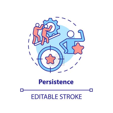 Illustration for Persistence multi color concept icon. Goal achieving. Teamwork organization. Round shape line illustration. Abstract idea. Graphic design. Easy to use in infographic, promotional material, article - Royalty Free Image