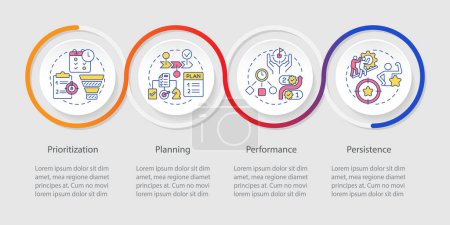 Time management prioritization loop infographic template. Data visualization with 4 steps. Editable timeline info chart. Workflow layout with line icons. Myriad Pro-Regular font used