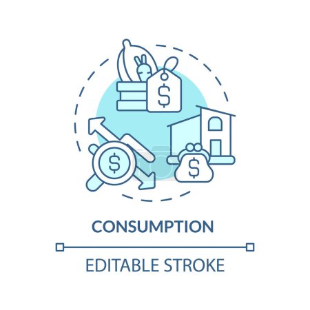 Economical consumption soft blue concept icon. Social commerce. Quality of life, financial stability. Round shape line illustration. Abstract idea. Graphic design. Easy to use in brochure, booklet
