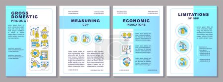 GDP economic indicator brochure template. Capital appreciation. Leaflet design with linear icons. Editable 4 vector layouts for presentation, annual reports. Arial-Black, Myriad Pro-Regular fonts used