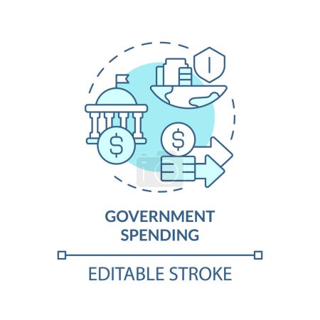 Government spending soft blue concept icon. National debt, budget deficit. Federal expenses, inflation. Round shape line illustration. Abstract idea. Graphic design. Easy to use in brochure, booklet