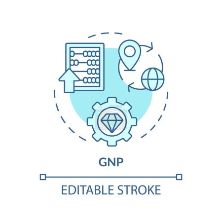Gross national product soft blue concept icon. National economy growth. Capital gain, income. Round shape line illustration. Abstract idea. Graphic design. Easy to use in brochure, booklet