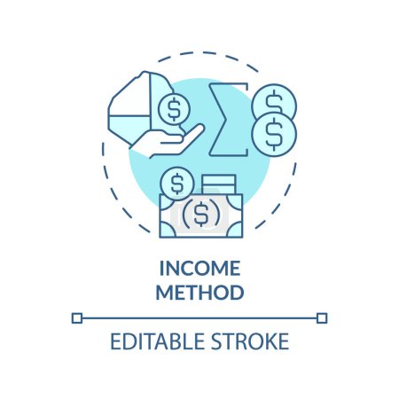 Income method soft blue concept icon. Finance metric indicator. Wages and salaries. Business growth. Round shape line illustration. Abstract idea. Graphic design. Easy to use in brochure, booklet