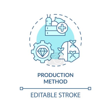 Production method soft blue concept icon. National industry growth. Macro economics, gdp calculating. Round shape line illustration. Abstract idea. Graphic design. Easy to use in brochure, booklet