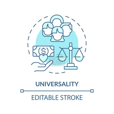 Illustration for Universal basic income soft blue concept icon. Socioeconomical policy equality. Financial sustainability. Round shape line illustration. Abstract idea. Graphic design. Easy to use in brochure - Royalty Free Image