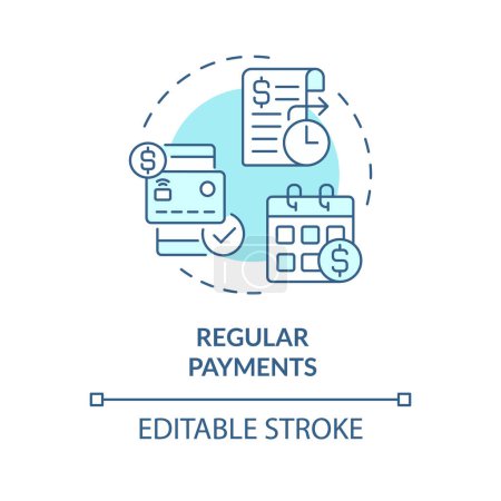 Regular payments soft blue concept icon. Salary income, financial sustainability. Monthly revenue. Round shape line illustration. Abstract idea. Graphic design. Easy to use in brochure, booklet