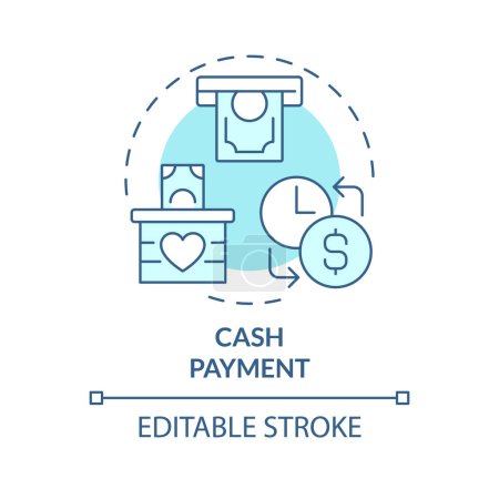 Cash payment soft blue concept icon. purchasing power parity. Fixed wage. Capital gain, financial expenditure. Round shape line illustration. Abstract idea. Graphic design. Easy to use in brochure