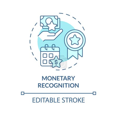Monetary recognition soft blue concept icon. Employee recognition. Gifts and bonuses. Salary increase. Payday. Round shape line illustration. Abstract idea. Graphic design. Easy to use