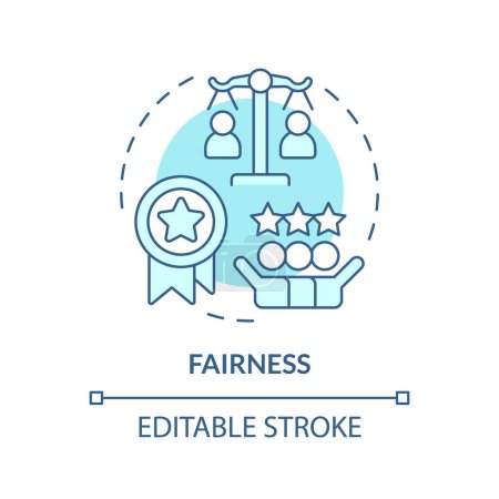 Fairness weiches blaues Konzeptsymbol. Anerkennungskriterien für Mitarbeiter. Faire Behandlung. Arbeitsplatzkultur. Teamgeist. Abbildung der runden Formlinie. Abstrakte Idee. Grafikdesign. Einfach zu bedienen