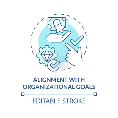 Alignment with organizational goals soft blue concept icon. Employee recognition. Company core values. Workplace culture. Round shape line illustration. Abstract idea. Graphic design. Easy to use