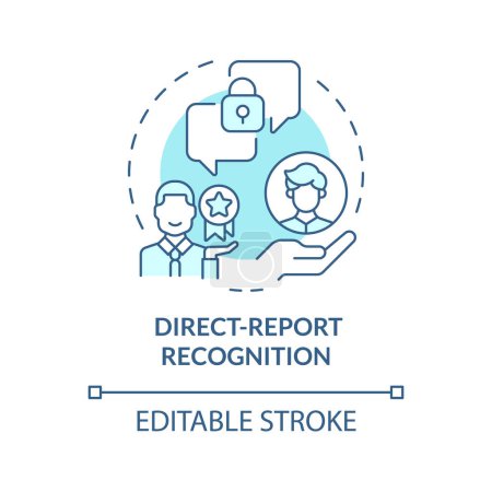 Direct report recognition soft blue concept icon. Private form of employee acknowledgement. Secure communication. Round shape line illustration. Abstract idea. Graphic design. Easy to use