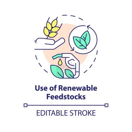 Illustration for Renewable feedstocks use multi color concept icon. Sustainable resources. Regenerative materials. Round shape line illustration. Abstract idea. Graphic design. Easy to use presentation, article - Royalty Free Image