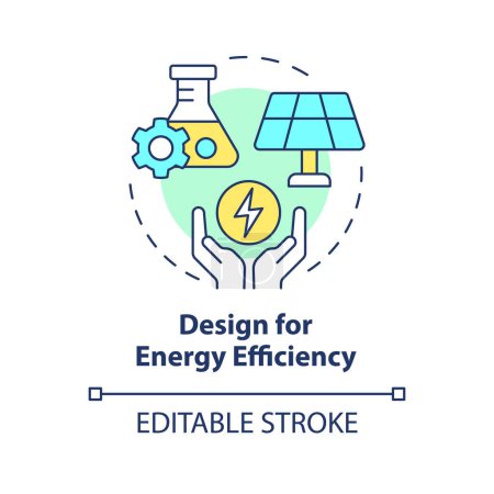 Design for energy efficiency multi color concept icon. Chemical syntheses, synthetic reaction. Round shape line illustration. Abstract idea. Graphic design. Easy to use presentation, article