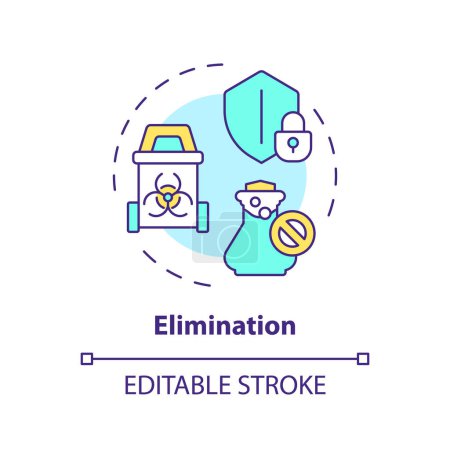 Elimination multi color concept icon. Chemical toxicity reduction. Toxic waste recycle. Round shape line illustration. Abstract idea. Graphic design. Easy to use presentation, article
