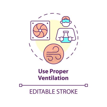 Proper ventilation use multi color concept icon. Hazardous vapors. Engineering control, workplace safety. Round shape line illustration. Abstract idea. Graphic design. Easy to use presentation
