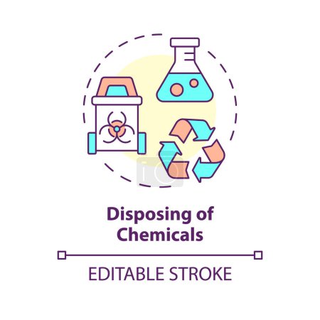 Illustration for Disposing of chemicals multi color concept icon. Pollution reduce, environmental impact. Round shape line illustration. Abstract idea. Graphic design. Easy to use presentation, article - Royalty Free Image