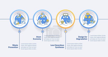 Illustration for Laboratory waste prevention circle infographic template. Data visualization with 4 steps. Editable timeline info chart. Workflow layout with line icons. Lato-Bold, Regular fonts used - Royalty Free Image