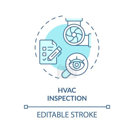 Ilustración de Inspección HVAC icono concepto azul suave. Controles regulares del sistema de ventilación. Normas de seguridad. Ilustración de línea de forma redonda. Una idea abstracta. Diseño gráfico. Fácil de usar en material promocional - Imagen libre de derechos