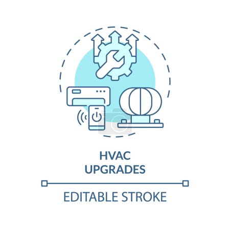 HVAC upgrades soft blue concept icon. Enhance air conditioning system. Smart control. Round shape line illustration. Abstract idea. Graphic design. Easy to use in promotional material
