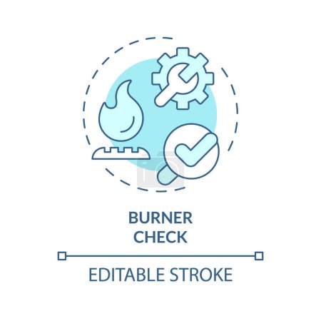 Burner check soft blue concept icon. HVAC system element. Heating system maintenance. Round shape line illustration. Abstract idea. Graphic design. Easy to use in promotional material