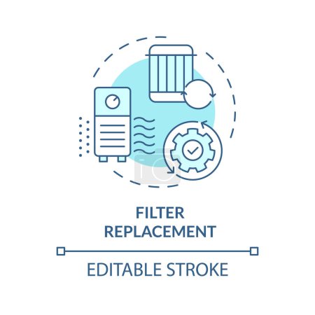 Filter replacement soft blue concept icon. Air purifier maintenance. Dust removal. Air circulation. Round shape line illustration. Abstract idea. Graphic design. Easy to use in promotional material